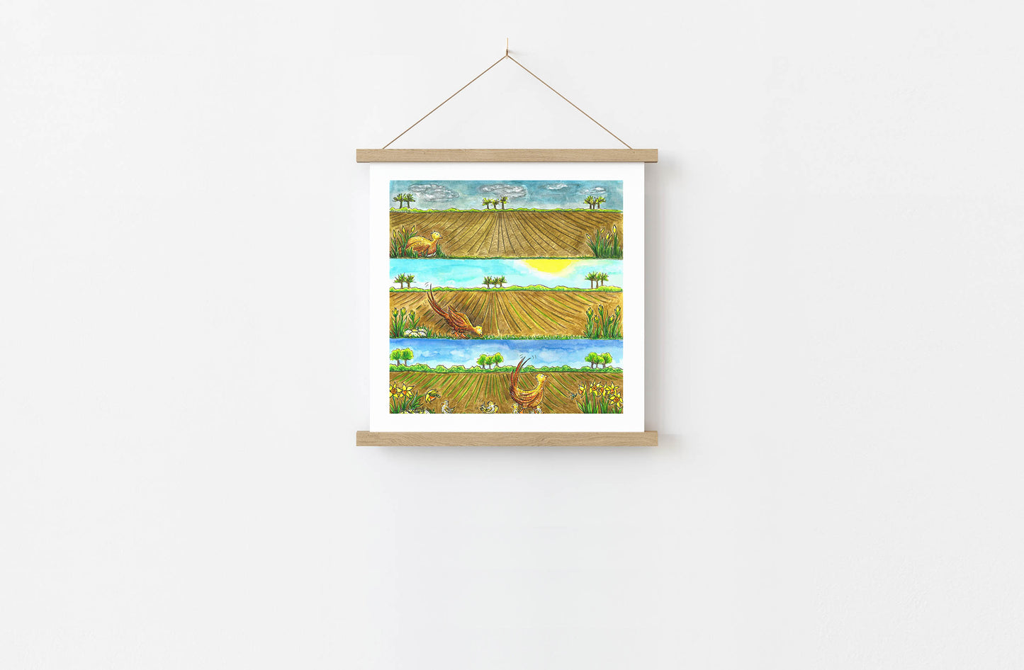 Children's Pheasant And Chick Spring Picture - 210mm square picture