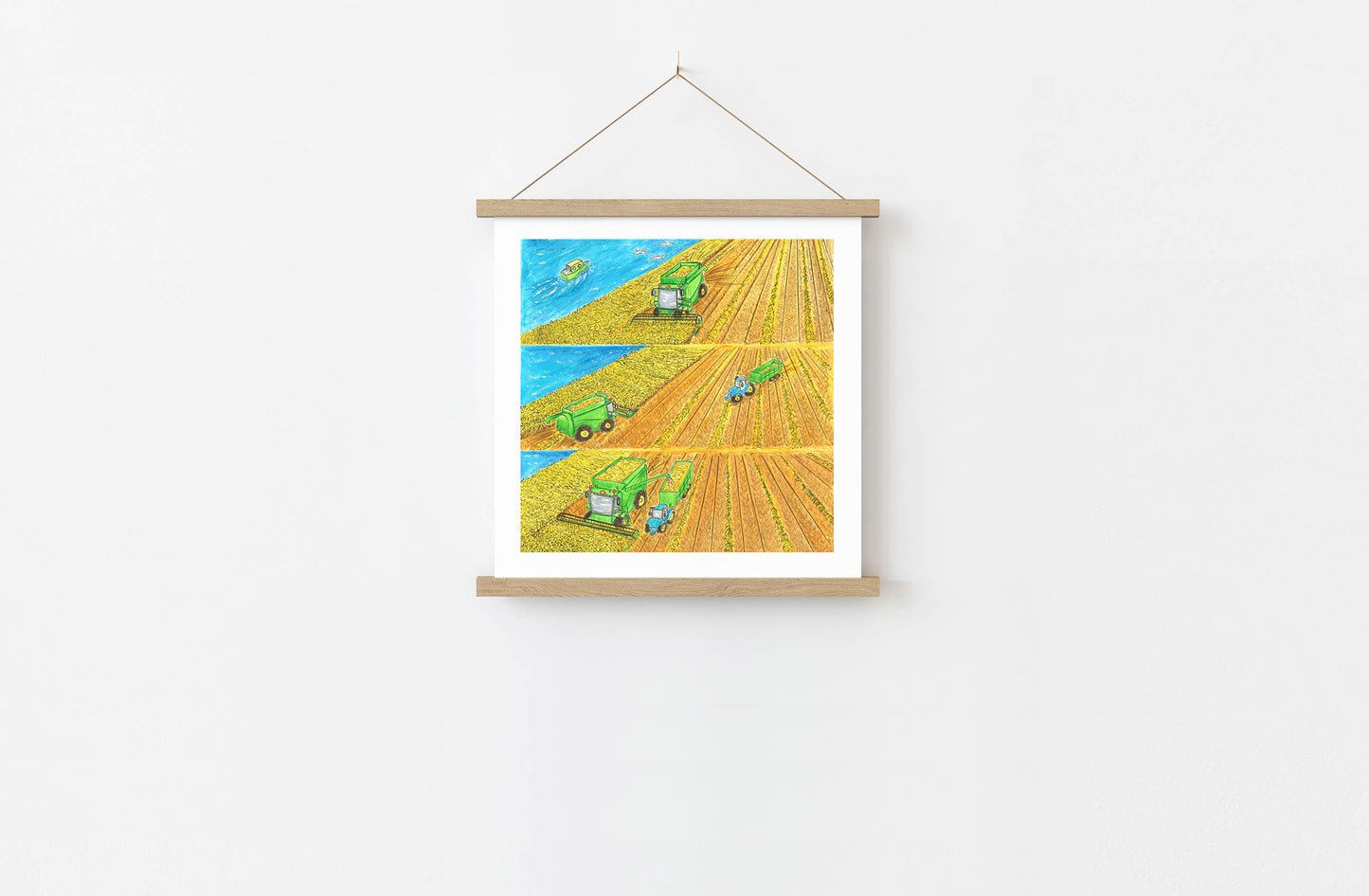 PRINT OF COMBINE HARVESTER & OCEAN