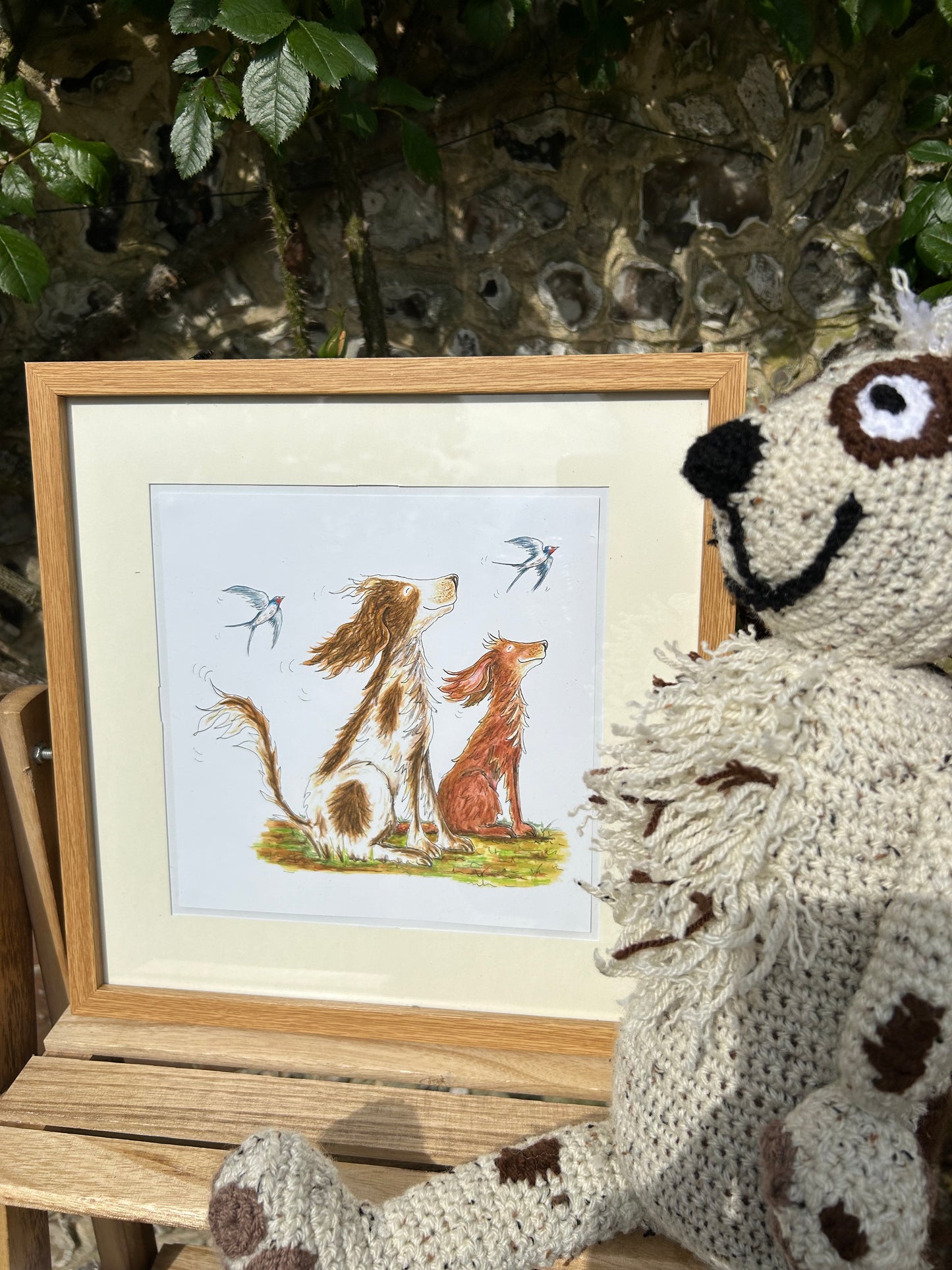 Print of Dogs with Swallows - 210mm square picture