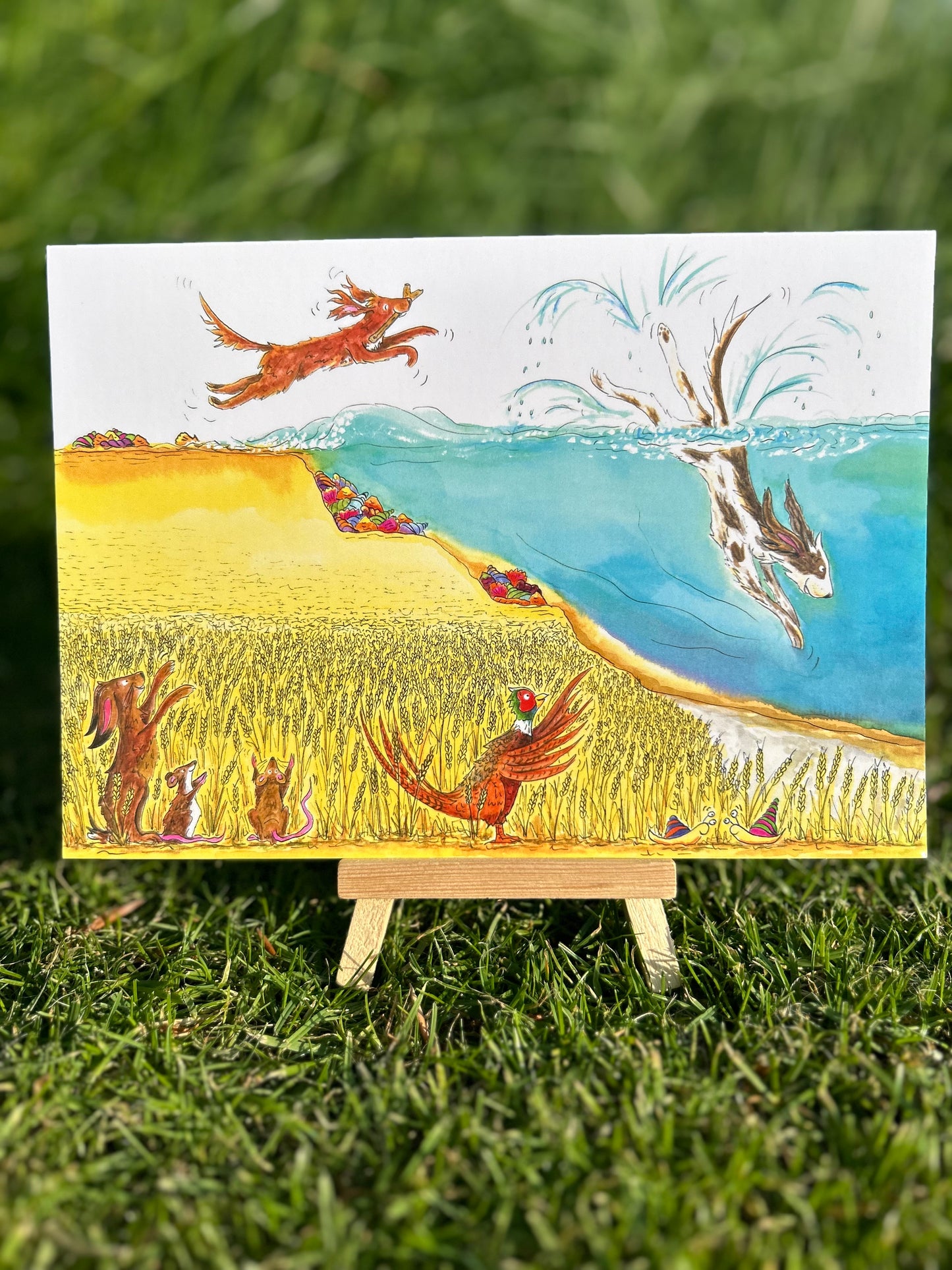 A5 CARD of Dogs diving into the ocean - from 'My Special Place'