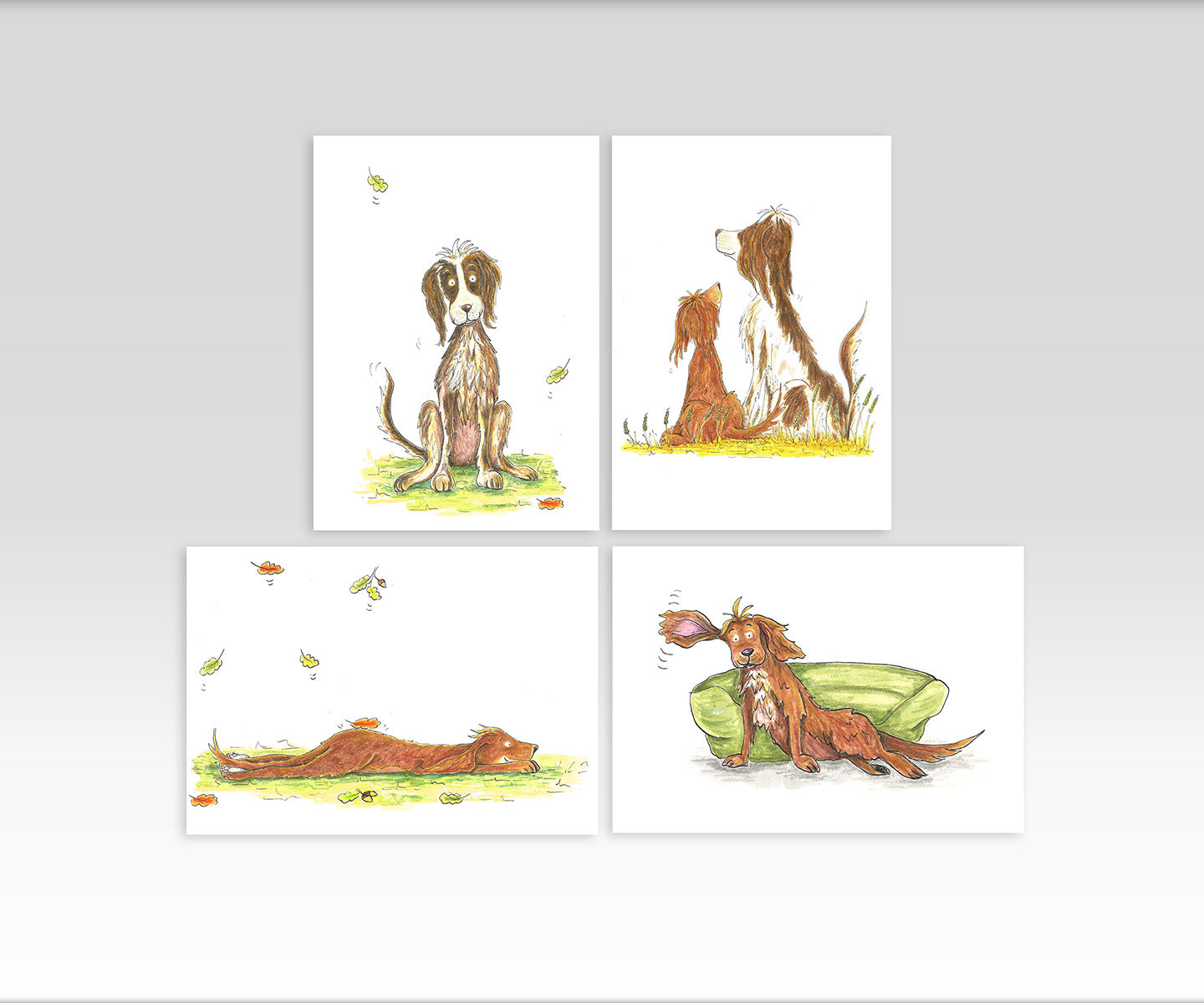 A6 CARDS, PACK OF 4 spaniel theme