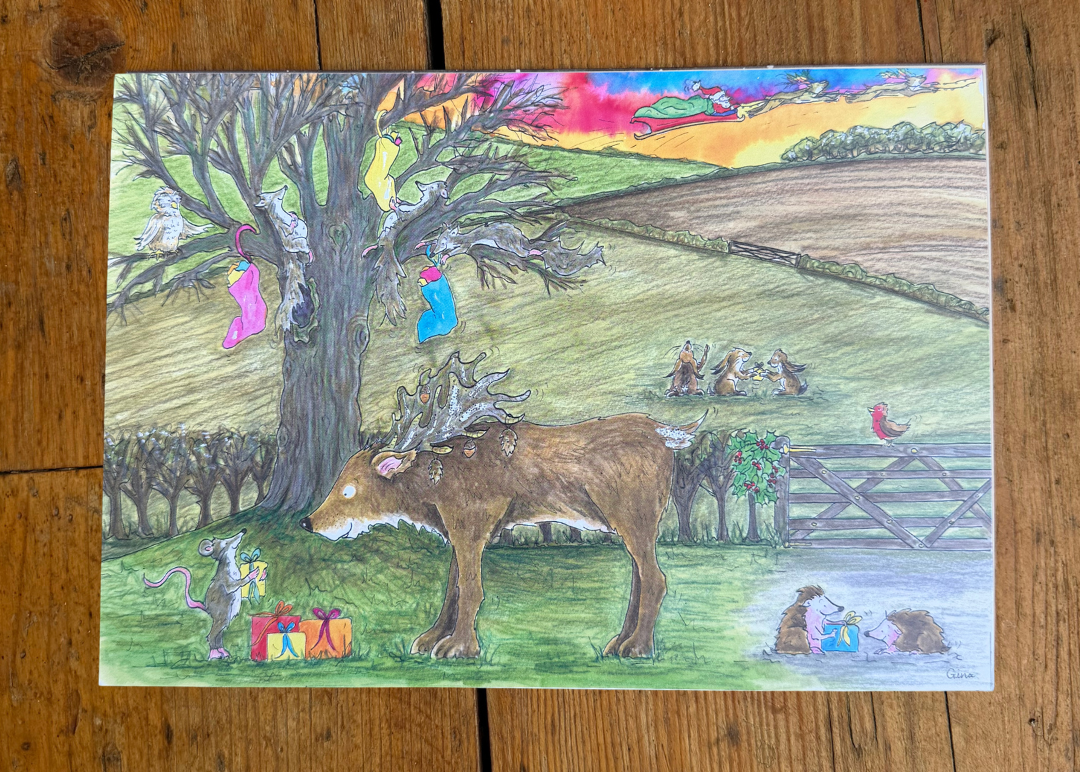Christmas Morning on Oak Tree Farm - A6 Card