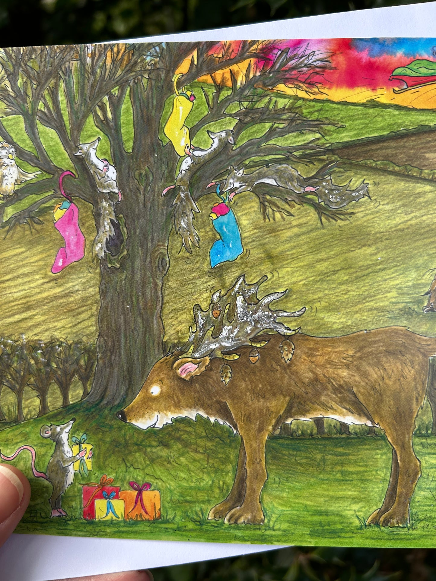 ‘Christmas morning on Oak Tree Farm’, pack of 10 Christmas cards