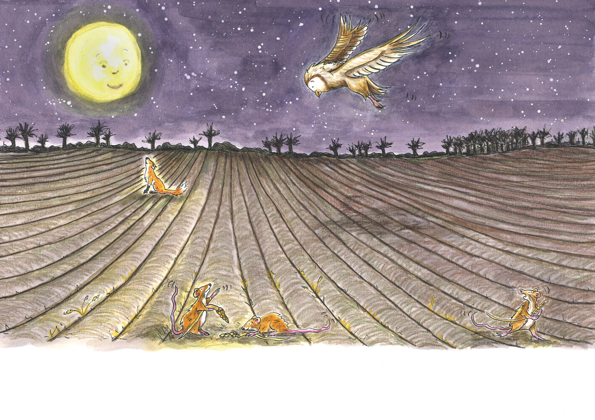 Moon light Countryside - A5 Greetings Card