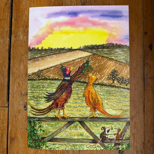 Pocket Full of Mistletoe - A6 Christmas Card