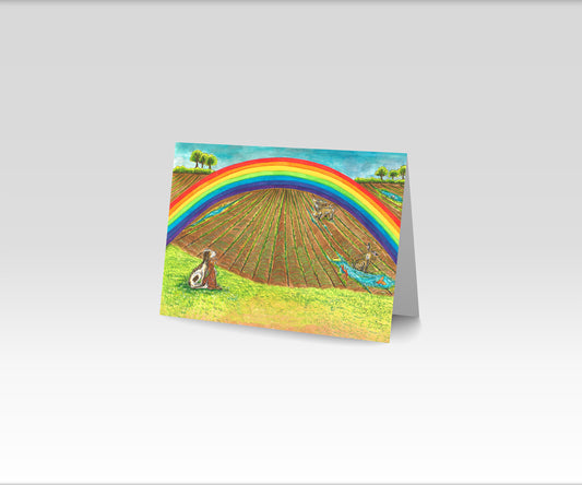 A5 CARD of a Rainbow in a Spring Field - artwork taken from 'My Special Place'