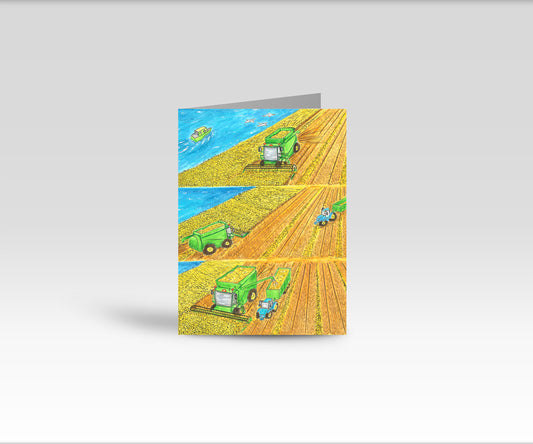 A5 CARD of a Combine Harvester and corn cart- from 'My Special Place'