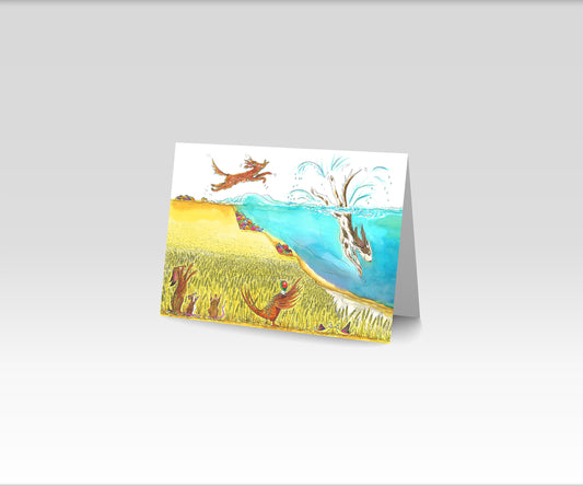 A5 CARD of Dogs diving into the ocean - from 'My Special Place'