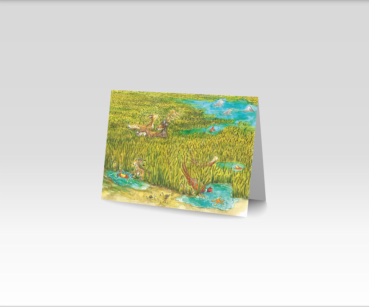Deer in Magical Ocean – A5 Greeting Card