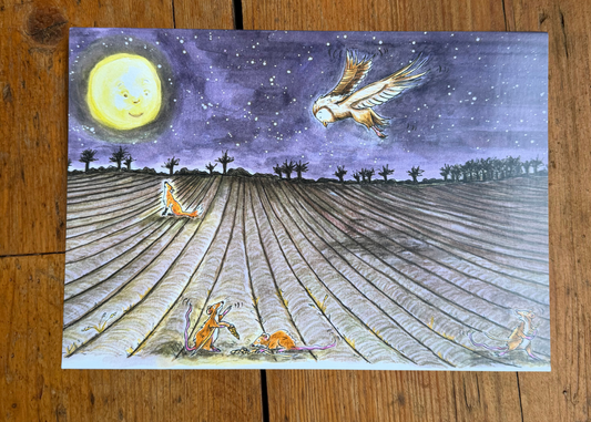 Moon light Countryside - A5 Greetings Card