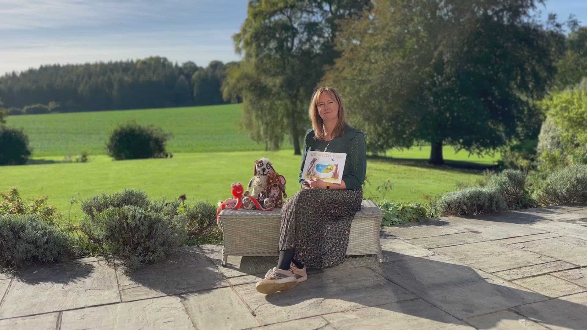 Load video: Video of book my special place children&#39;s book with Gina Rees puddles Rosy and Holly the dogs in the countryside